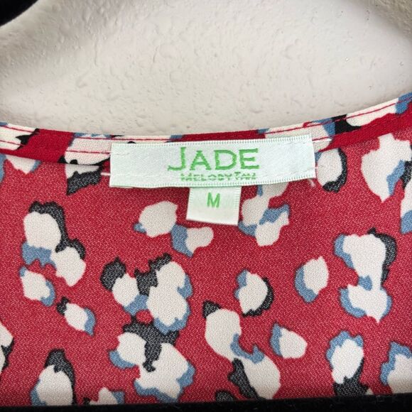 Jade Melody Tam Floral Red Blouse Size Medium - Picture 5 of 5
